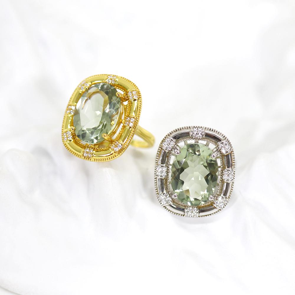 Bolaijewelry Luxusdesign Natürlicher grüner Amethyst Großer Edelstein Oval 12*16mm Ring 925 Sterlingsilber Wunderschöner feiner Schmuck