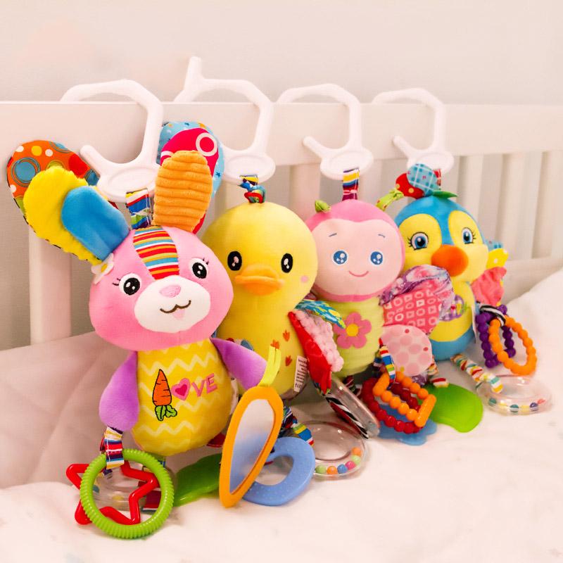 Cute Baby Bed Stroller Hanging Toys Teether Baby Rattle Mobiles Plush Animal Toys Baby Toys Gifts