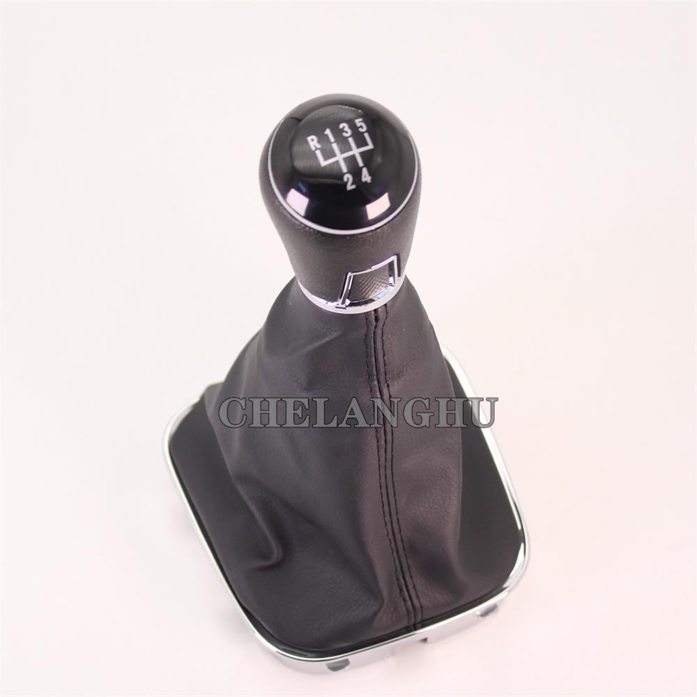 5 Speed Gear Stick Shift Knob Level Leather Boot For VW Polo 6R Hatchback 2009 2010 2011 2012 2013 Car-styling