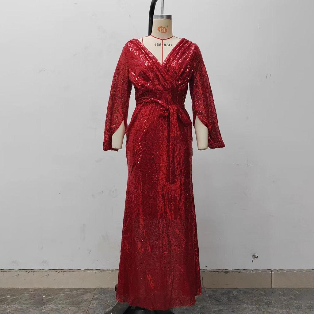 Payetler Peri Uzun Kolsuz Moda İnce Mizaç Orta Uzun Abiye