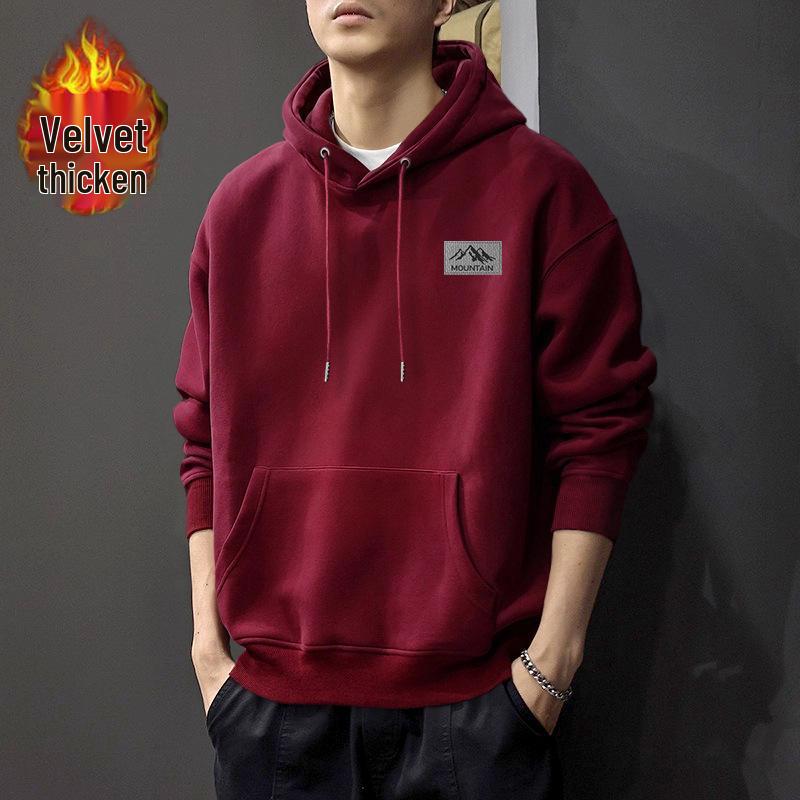 Trendy Men's Hooded Sweatshirt: Loose Fit Spring/Autumn Jacket with Velvet for Couples