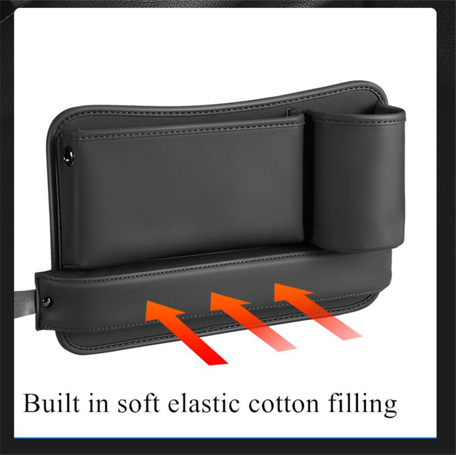 PU Leather Car Console Right Seat Gap Catcher Crevice Organizer Box Cup Holder