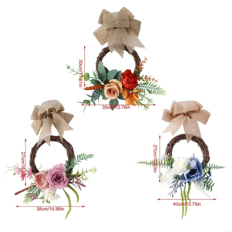 Elegant Silk Flower Wreath Home Wall Hanging Decors For Living Room Wedding Party Indoors Outdoor Decoration