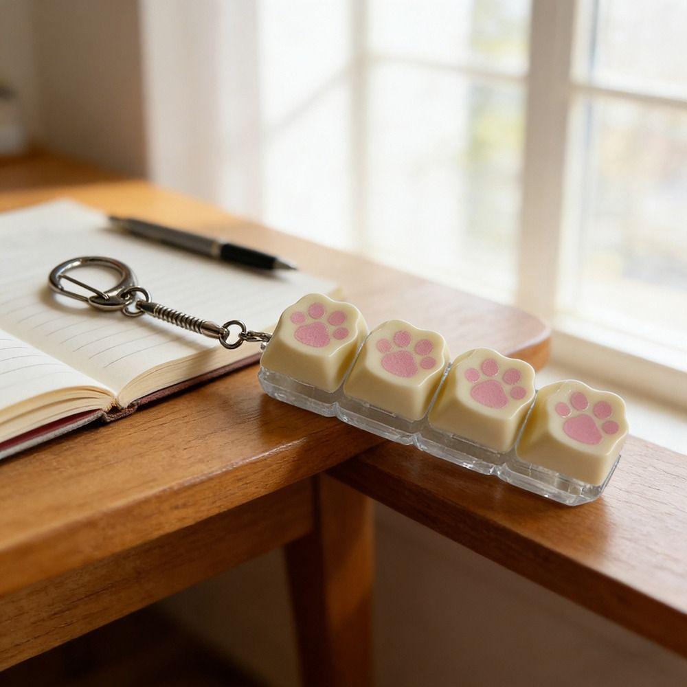 Cat Paw Fidget Keychain Spring in The Air Series Finger Clicker Toy Button Keycap  for Adult Kids