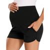 M 16939L Adjustable Waist Maternity Shorts Outer