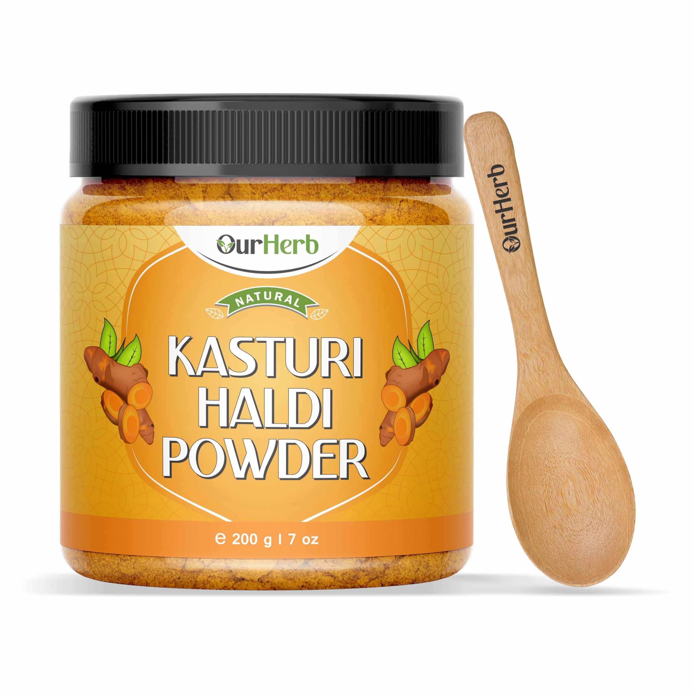 

OurHerb Natural Kasturi Haldi Powder for Face Beauty (200g | 7 Oz) | Wild Turmeric | Kasturi Manjal for Glowing Skin | 100% Pure, Chemical-Free,