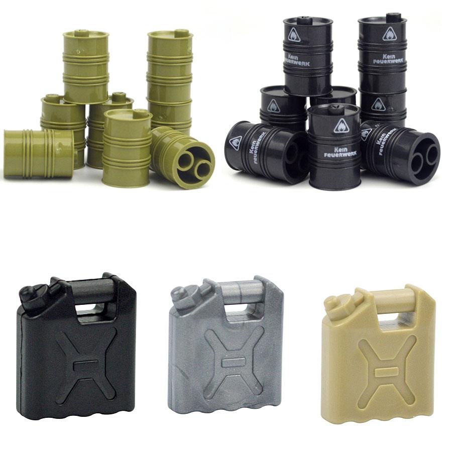 MOC WW2 Oil Box Military Weapons Accessory Building Blocks City Soldier Army Car Oil Pot Barrel Bricks MOC Toy for Kid