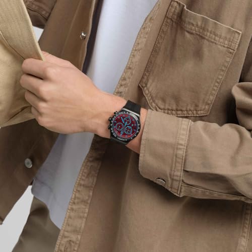 Swatch CRIMSON MYSTIQUE YVB417 Men's Wristwatch, Black