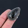 Natural Black Fossil Coral Sterling Silver Elegant Stackable Ring Jewelry Size 7