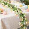 2Pcs Easter Egg Garland For Mantle Spring Vine Flower Easter Garland Multi Colored Artificial Hanging Wall Decor For Tree Decor