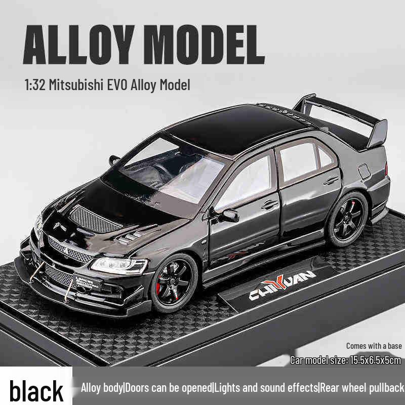 

1:32 Модель из сплава Mitsubishi 9-го поколения EVO JDM Спортивный автомобиль Игрушка Украшение чёрный