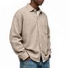 Single Breasted Vintage Long Sleeve Shirt Men Loose Solid Color Spring Autumn Men's Casual Pocket Shirt
