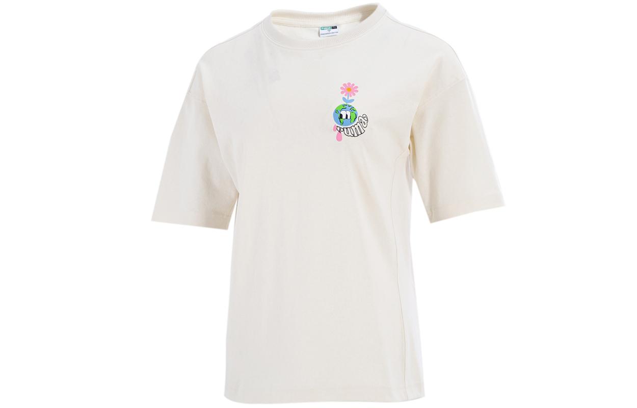 PUMA Set in Sleeve T Shirt Women s Ecru 533050-73 XL