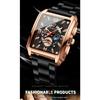 BINBOND Classic Men Watches Square Type Watch for Man Quartz Movement Stainless Steel Waterproof Luminous Date Trend Watch