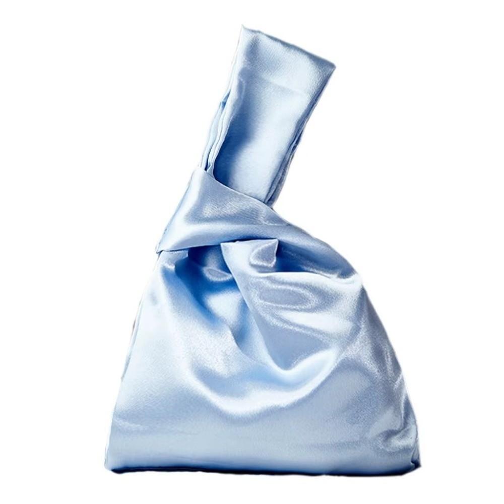 Luxury Silk Satin Wrist Bag Soft Knot Tote Portable Party Clutch Purse Party Occasion