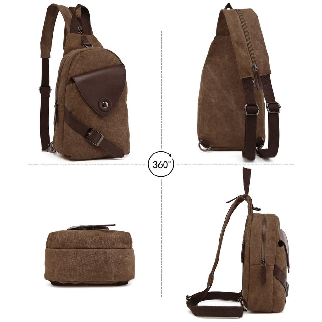 FANDARE Canvas Mini Coffee A Men's 2-Way Backpack, Small, One-Shoulder, Lightweight, Casual, Stylish,