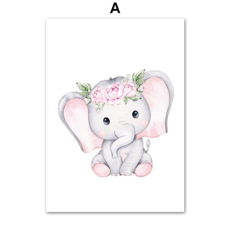 Elephant Balloon Rainbow Moon Stars Flower Swing Baby Kids Posters For Wall Art Nursery Canvas Prints Home Room Decor Pictures
