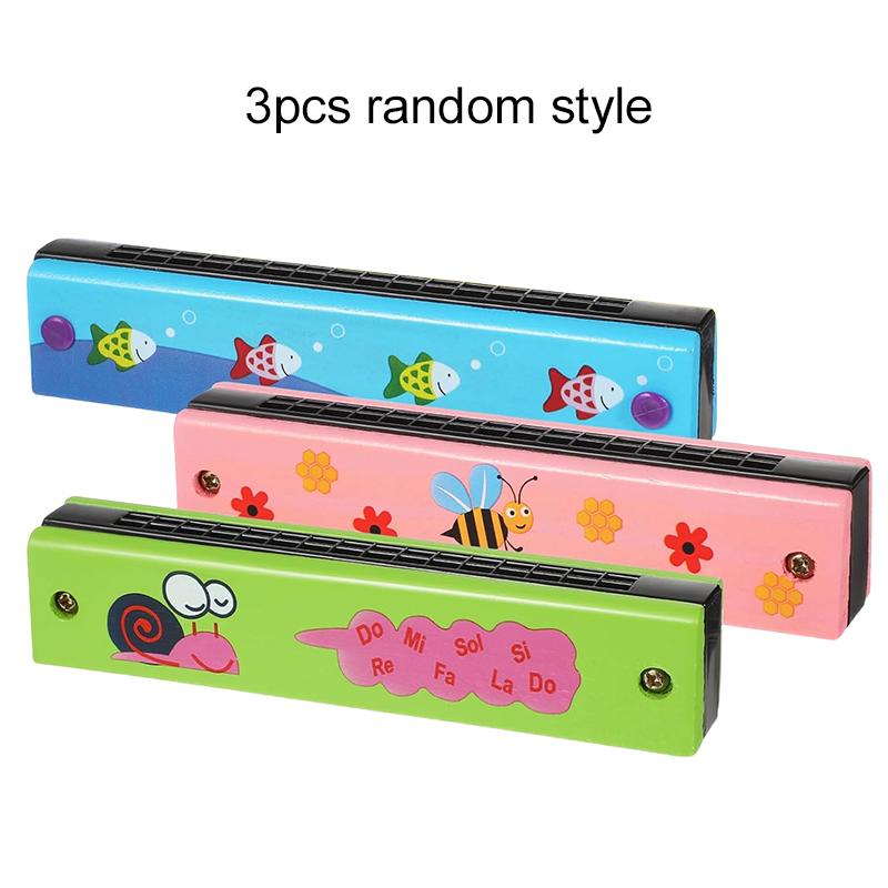 1~5pcs Children 16-Hole Wooden Harmonica Toys Early Educational Toys Music Enlightenment for Kids Gifts Animals Painted TMZ