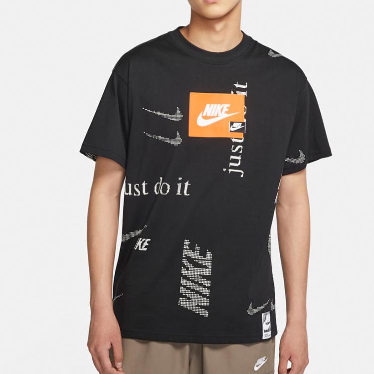 Nike חולצת טי קצרה עם הדפס לוגו לבגדי ספורט לגברים שחורה CW0378-010