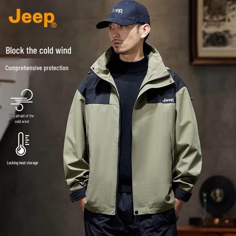 

JEEP Men s Detachable Hood Outdoor Jacket M