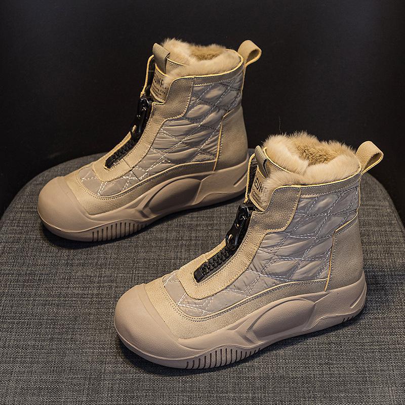 Real Fur Snow Boots Popular Women's Leather Shoes Sponge Cake Thick Sole Versatile Casual and Fashionable Dad Shoes