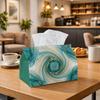 1pc Contemporary Fluid Abstract Tissue Box Holder Marble Texture Golden And Teal Elegant Fabric Dispenser with Reinforced Edges And Washable End, Comp