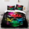 Skull King Queen Bettbezug Gothic Skelett Bettwäsche Set für Erwachsene Jugendliche Personalisiert Halloween Knochen Polyester Steppdeckenbezug