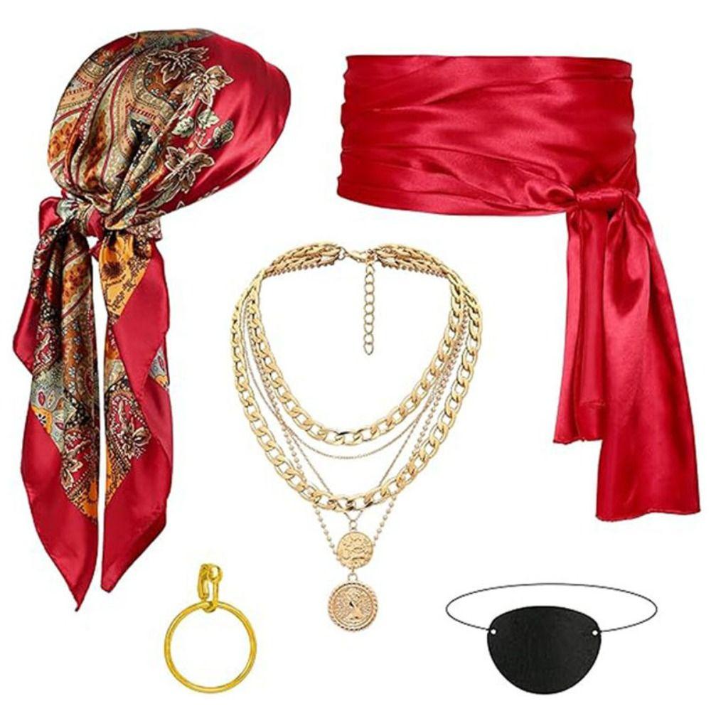 with Necklace Pirate Costume Accessories Eye Mask Halloween Pirate Cosplay Adult