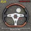 JDM Classic Vintage D Shape Steering Wheel Wooden Sports Steering Wheel for Universal