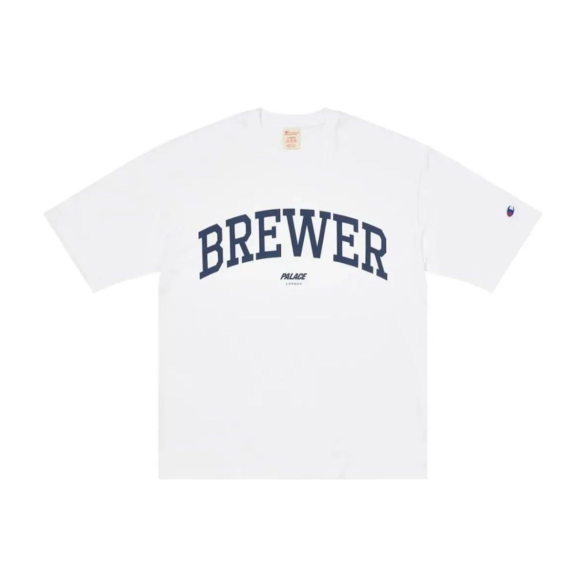 PALACE x Champion Collaboration Letter Print Crew Neck Straight-Fit Short Sleeve T-Shirt Unisex White 219004-CHA-WW001 XL
