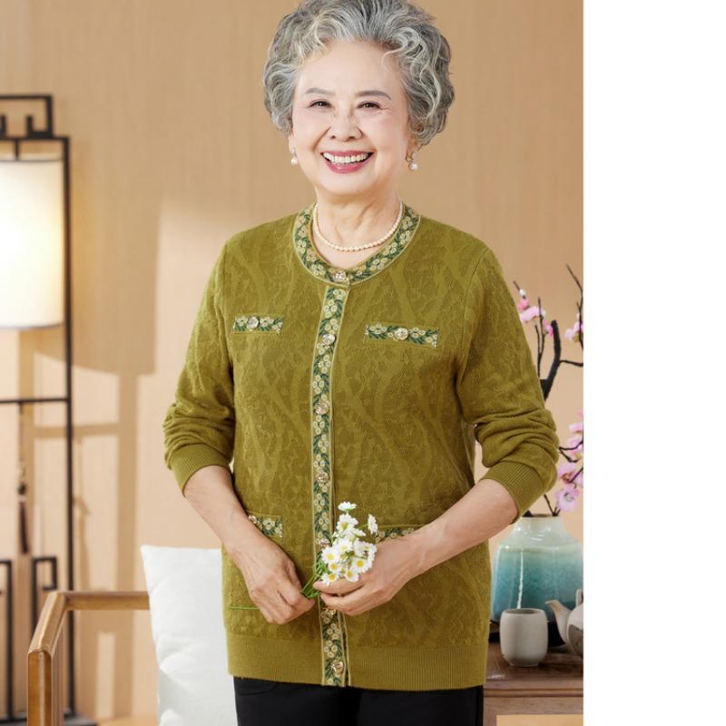 Autumn and Winter Thickened Knitted Sweater Jacket Old Man Old Lady On Clothes Old Man Autumn Clothes Female Grandma Cardigan
