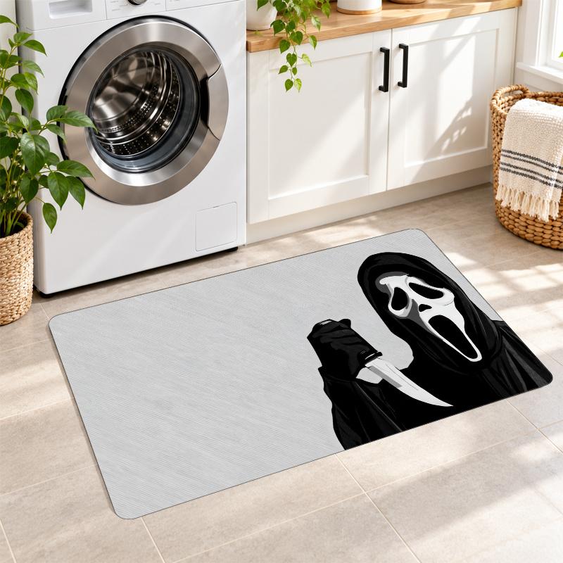 Flannel Kitchen Mat Scream Ghostface Soft Area Rug Non Slip Floor Carpet Home Decoration