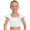 Dětské dívčí topy na jazzový tanec Čtvercový výstřih Volánkové rukávy Třpytivý flitrovaný metalický crop top