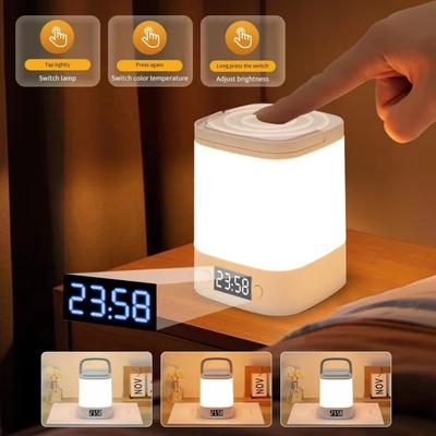 Time Display Touch LED Night Light Dimmable Light Bedside Table Lamp Desk Lamp Home Decor