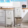 38/42L Wet Dry Separation Garbage Can Pedal Storage Large Trash Can Kitchen Waste Household Waste Bin