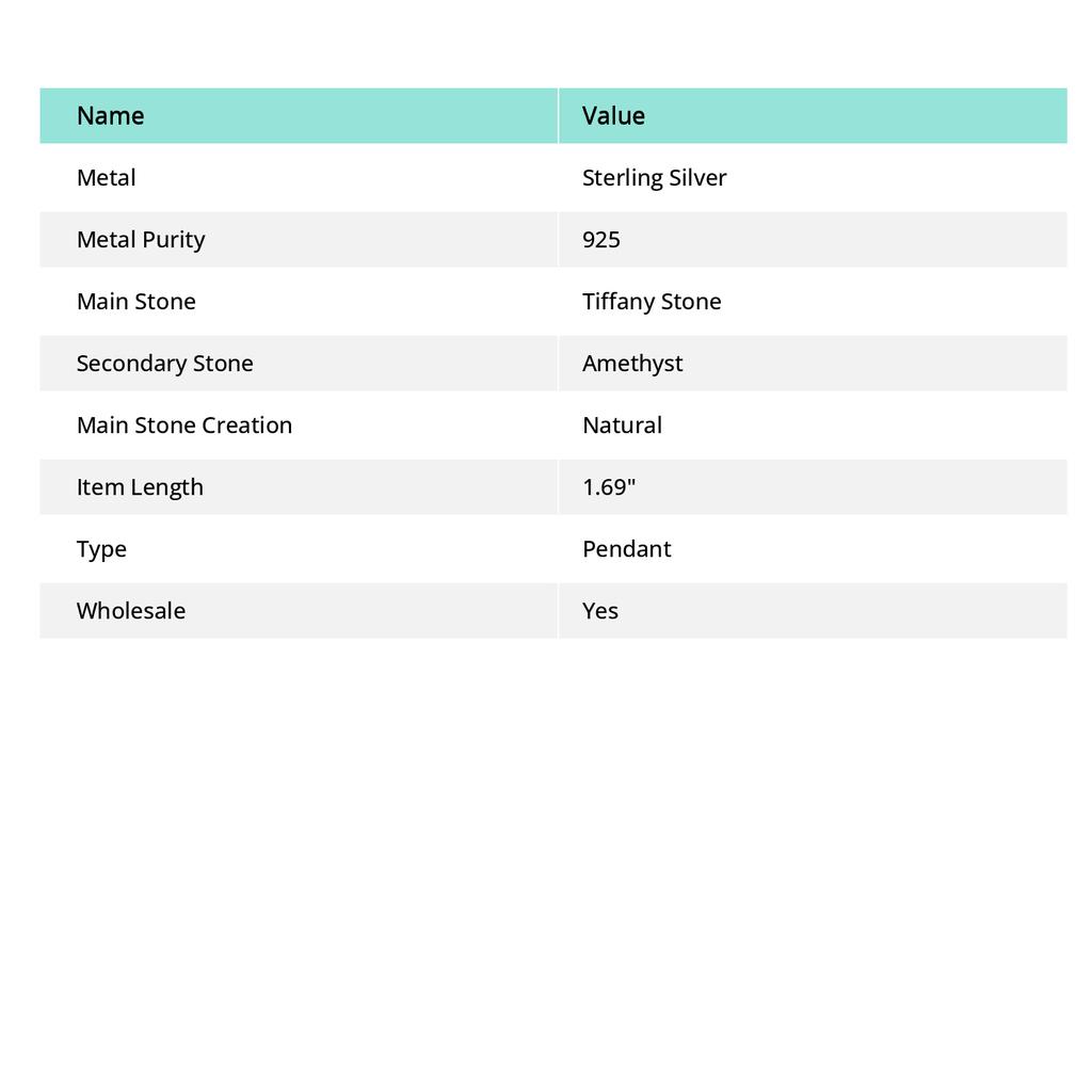 Natürlicher Tiffany-Stein, Amethyst Edelstein 925 Sterlingsilber Anhänger 1,69" O6N87