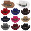 Woolen Western Cowboy Hat Solid Color Party Cosplay Hat Simple Cowgirl Jazz Hat  Bucket Hats