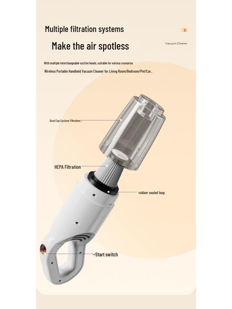 Cordless Handheld Vacuum and Mop: Strong Suction, Rechargeable, Multi-Function, All-in-One Household Cleaner.