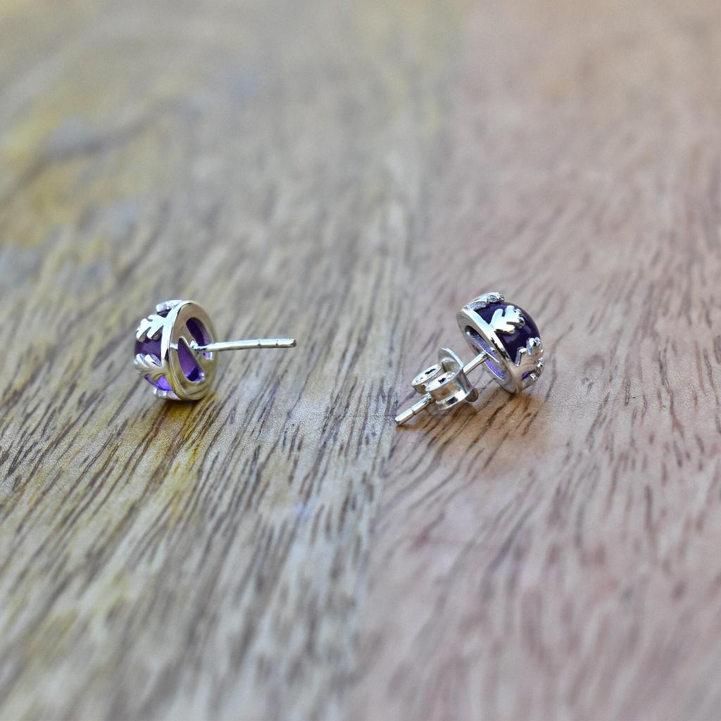 Natural African amethyst stud , Amethyst Studs Amethyst Earrings Birthstone Earrings , Amethyst stud earrings , cute earrings , gift for her