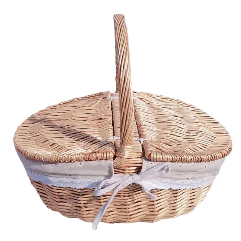 OEING Woven Picnic Basket with Lid