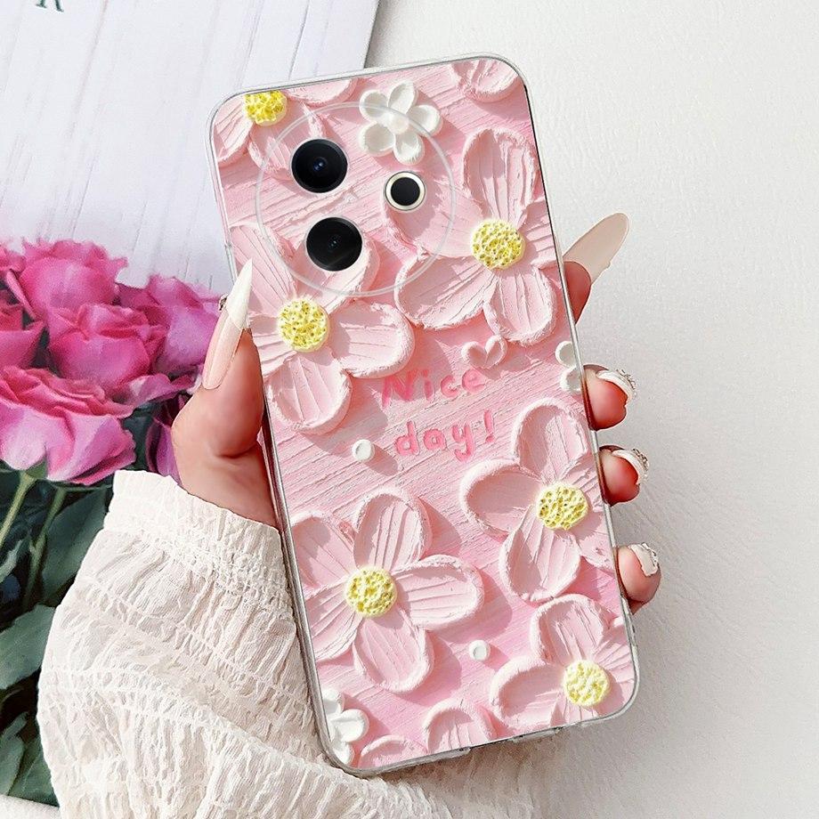For Vivo Y39 5G Y300i 5G / Vivo V2436 V2444A Back Cover Girly Fashion Flower Butterfly Painting Case Soft Clear Silicone Funda