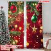 2pcs 2D Flat Printing Christmas Curtain Christmas On5 100% Polyester Without Electricity Versatile for Photo Booths Birthdays