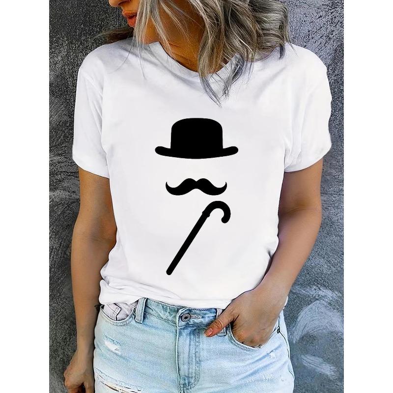 Women'S Summer Short-Sleeve Printed T-Shirts, Fashionable and Casual, Machine-Washable Comfortable Fit 2D Flat Printing