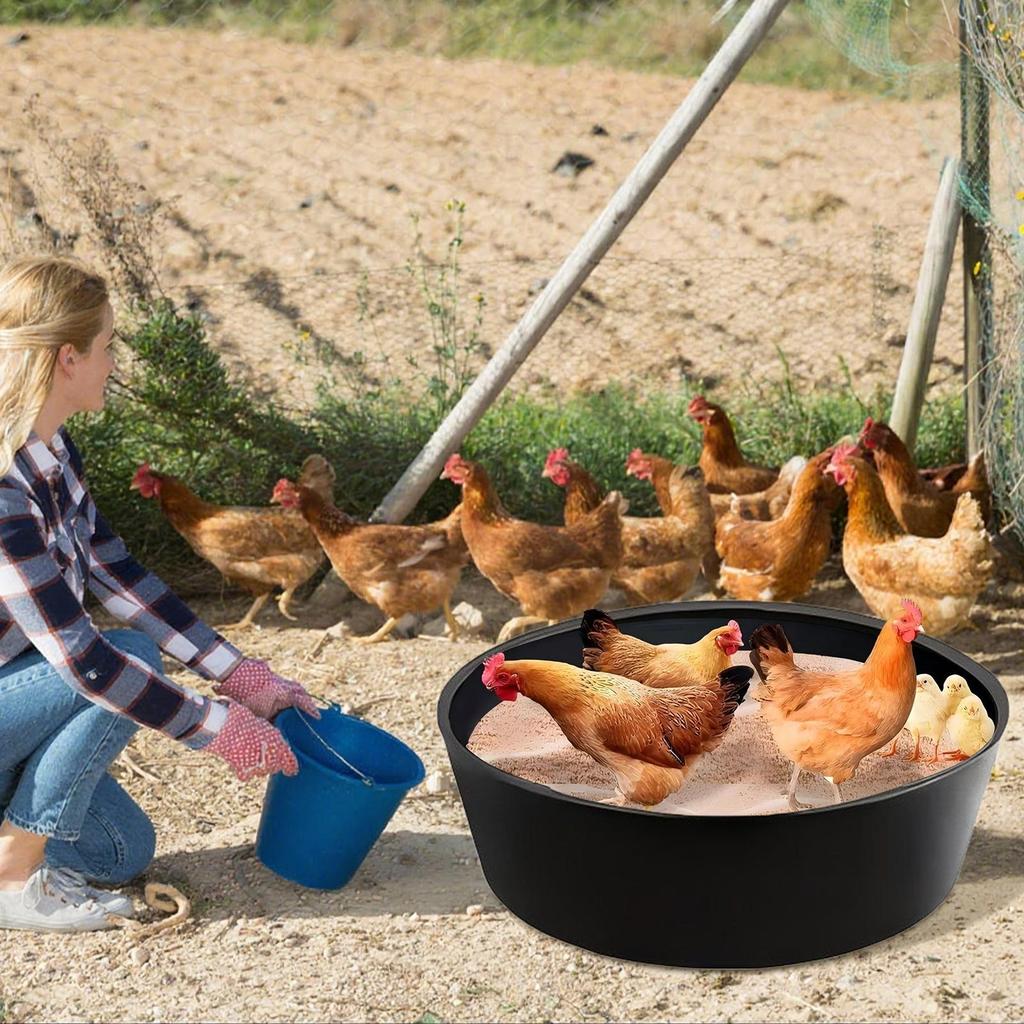 25 Inch Chicken Dust Bath Tub Plastic Chicken Sand Bath Tub Adjustable Bottomless Chick Coop Cleaning Container Accessories