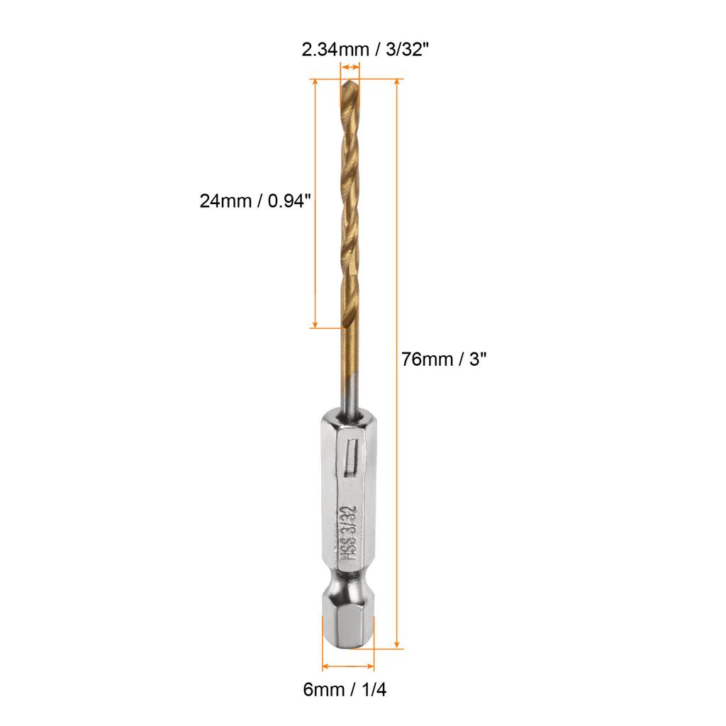 10/24pcs Twist Drill Bit with 1/4" Hex Shank Drill Bits M35 High Speed Steel Titanium Drill Bits for Wood Stainless Steel Metal