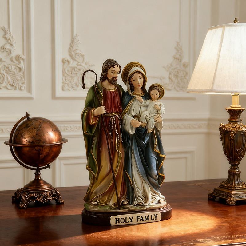 Elegante Heilige Familie Figur - Josef, Maria und Baby Jesus Heimdeko Skulptur für warme und einladende Wohnräume
