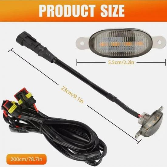 Universal For Ford Toyota Truck Raptor Style LED Amber Front Grille Lights 5PCS