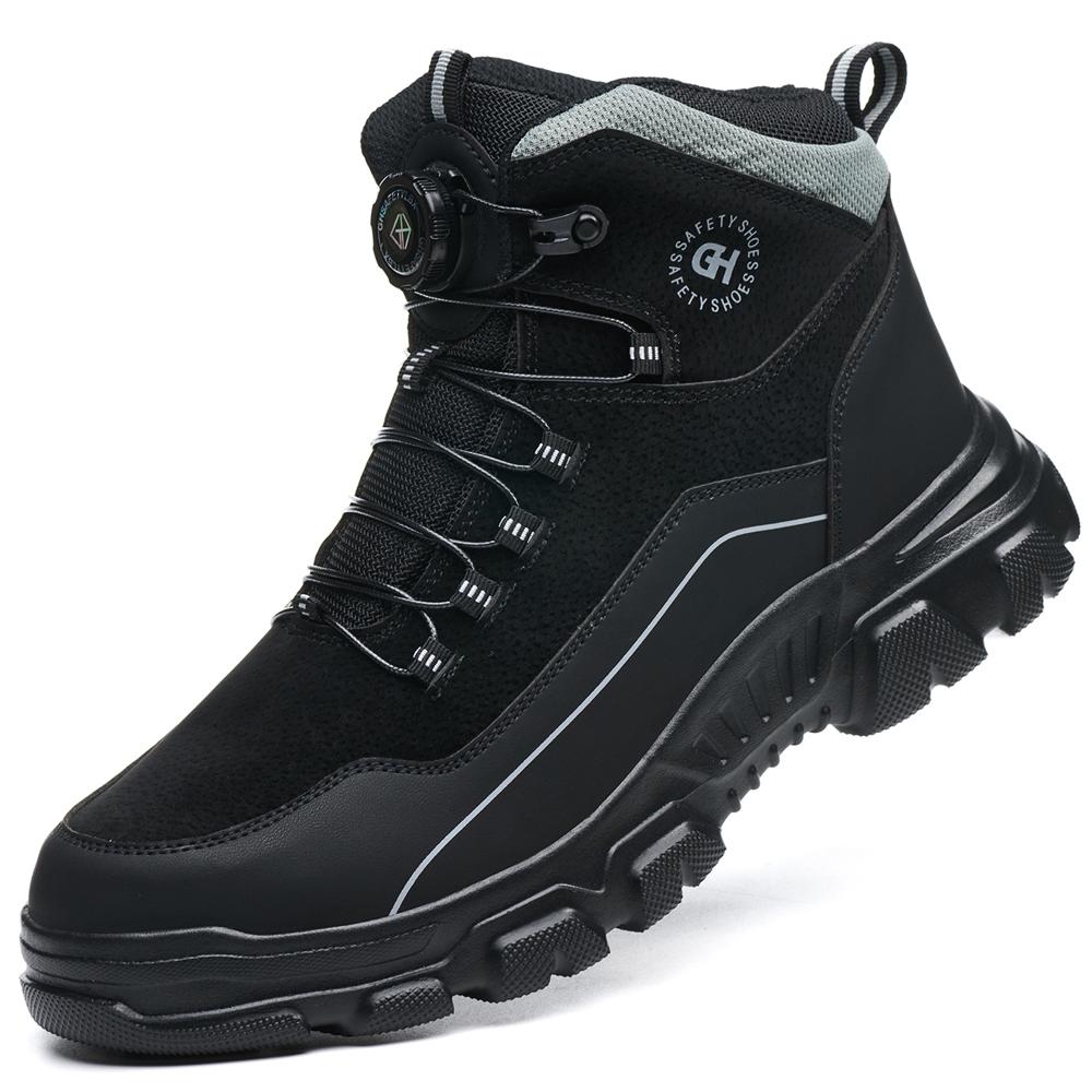 

Rotating button leather shoes safety boots Men quality Work Boots Steel toe shoes Puncture-Proof Security Sneakers waterproof 39
