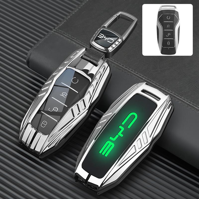 Car Zinc Alloy Leather Key Case Cover For BYD Atto 3 Han EV Dolphin Lied Tang Dm Qin PLUS Song Pro MAX Yuan Keychain Accessories