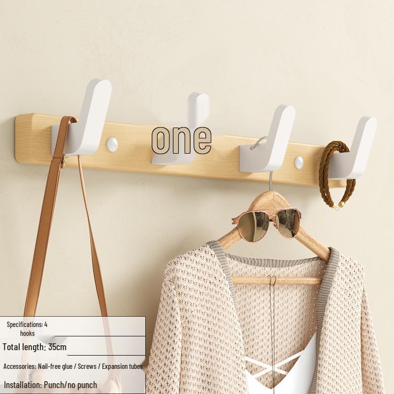 No-Drill Walnut Hook for Entrance or Hallway - Wall-Mounted Clothes & Hat Rack
